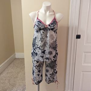 Liberty of London for Target sheer blue floral print pajama set size xs